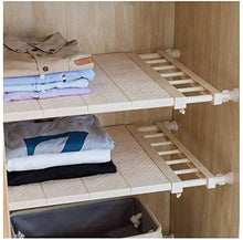 HJCC Scaffale Telescopico per Armadio, Regolabile, Non Richiede Forature, in Acciaio al Carbonio, per Camera da Letto, Bagno, Cucina,Marrone