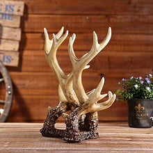 HYY-YY Nordic Home - Doppia corna ornamenti nostalgici in resina, fatti a mano, supporto da scrivania, portico, artigianato delicato e bello