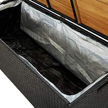 BIGTO - Panca portaoggetti da giardino, in polyrattan, colore: nero, 120 x 50 x 50 cm