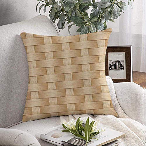 Fodera per Cuscino Decorativo da tiro Tessuto Artigianale Strisce di Legno Motivo in Vimini Cestino della Natura bambù Rattan di Legno Astratto Paglia di Paglia Canna18x18 Pollici