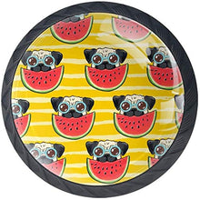 Pug Doges Anguria Striscia gialla Pomelli per Porta Set di 4 Pomelli per Mobili Manopole per Cassetti Cucina Armadio Vetro