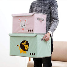 WANCR Pieghevole Scatola portaoggetti con Coperchio cubi Giocattolo per Bambini, Finitura Box Vestiti Coperta Cassette in Organizer per Camera da Letto Armadio Contenitore Green Lion