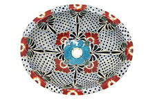 Floresa – Lavabo ovale messicano | Lavabo da incasso ovale con bordo | Lavabo in ceramica Talavera in Messico