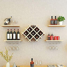 LDM Portabottiglie in Legno per Vino da Parete Portabottiglie in Vetro Champagne 4 Ripiani galleggianti Accessori per Bar Scaffalature (Naturale, Effetto Legno)