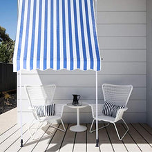 lyrlody, tenda da balcone, a scomparsa manuale, con braccio snodato per l'uso in giardino in cortile, 3 x 1,2 m (blu e bianco)