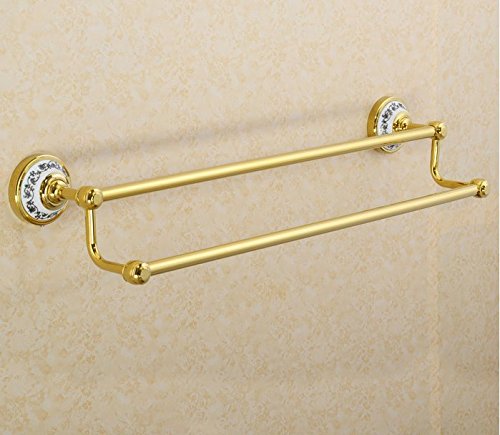 MBYW Portasciugamani Moderno e Minimalista Alto carico Portasciugamani Elegante da Bagno Mensola portaoggetti Porta salvietta, Tutto Rame, Doppio palo, Stile Europeo, Dorato