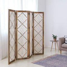 Room Screen Even Divisorio per Soggiorno Mobile con Schermo Pieghevole in Pizzo Intrecciato Naturale, Privacy con Schermo Pieghevole Diamond Diamond, Parete divisoria a 4 Pannelli