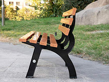 Panchina da Giardino Vintage All'aperto, 120 Cm / 150 Cm, Panca per Patio in Legno di Plastica per 3 Persone con Schienale E Bracciolo, Struttura in Ghisa Robusta E Durevole