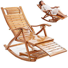 DGHJK Comodo Lettino Relax da Giardino Sedia reclinabile per Esterni Zero Gravity Sedia a Dondolo Pieghevole in bambù Regolabile Carico Massimo 200 kg