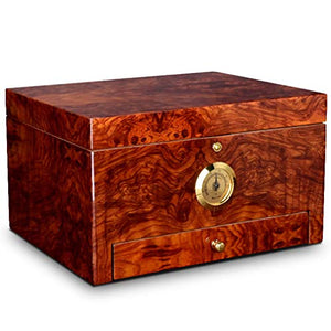 Cigar Humidor Sigar Cigar Scatola Contenitore Desktop Con Igrometro E Cassetto, Grande Regalo Per Gli Uomini-Contiene 50 Sigari