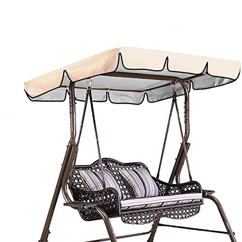 JX-PEP Baldacchino di Ricamo per seggio Altalena, Coperchio dell'amaca del Patio, Sedia a Battente Impermeabile Copertura Superiore del Coperchio per Giardino all'aperto,Beige,195 * 125 * 15cm