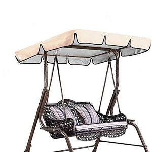 JX-PEP Baldacchino di Ricamo per seggio Altalena, Coperchio dell'amaca del Patio, Sedia a Battente Impermeabile Copertura Superiore del Coperchio per Giardino all'aperto,Beige,195 * 125 * 15cm