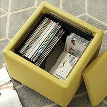 TOPYL Deposito Ottoman Poggiapiedi Sedia Sedile, Moderna Imbottita Piccolo Quadrata Sgabello Divano con Legno Gambe & Tavolino Vassoio di, Quadrato Organizzatore per Camera-h 38x40x40cm(15x16x16inch)