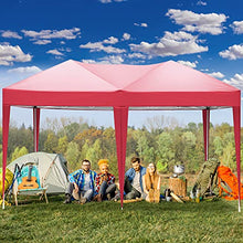 3x6 M Gazebo da Giardino Impermeabile Pieghevole Tendone Giardino con 4 Laterali - Antipioggia - Resistente ai Raggi UV (Rosso- 3x6 M)