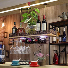YWYW Portabicchiere da Vino Rosso da Appendere in Legno massello Mensola in Vetro da Appendere per Vino Creativo Europeo per la casa (Colore: Marrone Dimensioni: L60 * W28CM)