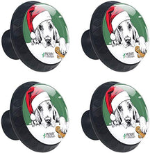Cane di buon Natale con Red Hat Paint Green White Pomelli per Porta Set di 4 Pomelli per Mobili Manopole per Cassetti Cucina Armadio Vetro