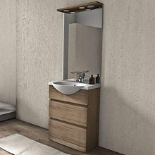 Bagno Italia Arredo bagno moderno mobile con lavabo in mineralmarmo cm 60 con 2 cassetti specchio tettino bianco o tabacco