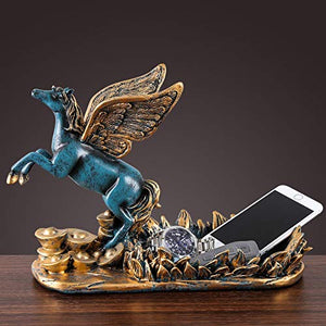 Kjsdzh Decorazione Europea Americana Creativa Moderna Portabottiglie Decorazione Adatta per Soggiorno Ingresso Mobile Bar Tavolo da Cucina Portabottiglie Casa, Piastra di Stoccaggio Pegasus (Blu)