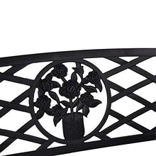 Gartentraum Panchina da Giardino in Metallo Nero con Ornamento Floreale - Panchina da Giardino Amareill