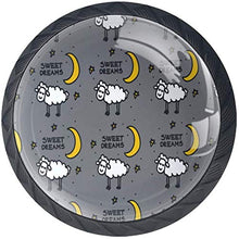 Sweet Dreams White Sheeps Yellow Moon Star Grey Pomelli per Porta Set di 4 Pomelli per Mobili Manopole per Cassetti Cucina Armadio Vetro