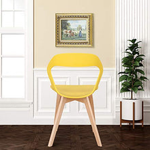 Sedia in polipropilene e gambe di faggio, design semplice e moderno, con schienale cavo, per sala da pranzo, cucina, soggiorno, ristorante, ufficio, sala riunioni, set da 4 (giallo)