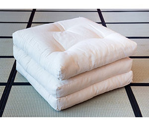 Vivere Zen - Futon Pouff - Divano Letto 11 cm (4 Strati Cotone) - Futon Pouff Greggio 120x195 cm