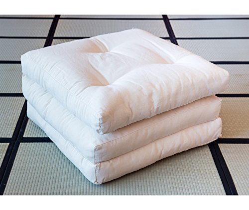 Vivere Zen - Futon Pouff - Divano Letto 11 cm (4 Strati Cotone) - Futon Pouff Greggio 120x195 cm