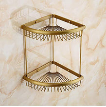 SWNN bathroom shelves Bagno d'angolo mensole a doppio strato con montaggio a parete Vintage industriale d'angolo Rack antico dell'organizzatore di immagazzinaggio con intagli retrò parete di stile Mou