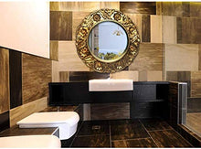 HFFFHA Specchio cosmetico per Il Bagno Specchio Circolare Europeo retrò - Cornice per Specchio con Motivo - Specchio Decorativo - Specchio per Bagno - Impermeabile