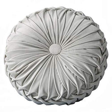 Ynester - Cuscino rotondo, in velluto tinta unita, per sedia, divano, zucca, cuscino rotondo a pieghe, per casa, letto, auto, decorazione da pavimento (grigio chiaro)