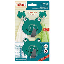Tatkraft FROGS - Ganci Appendiabiti da Parete Adesivi in Acciaio Inox per Cucina e Bagno - Portasciugamani per Bambini Divertente - Senza Perforazione di Qualsiasi Superficie - Set di 2 Pezzi