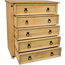 Home Discount corona rustico 5 cassetti in legno massello di pino messicano finitura anticata cerata