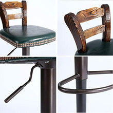 YS Sedia Sgabello da Bar Sedile Bar, Ferro Arte Tempo Libero Ruota Vintage Sala da Pranzo Schienale in Legno Massello Regolabile in Altezza Stile Industriale Alto per Cucina Pub Sala Studio,Frutta Ve