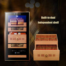 FJNS Elettronico Sigari Humidor - Tocco e Isolamento digitali Intelligenti e Funzione di Raffreddamento idratante - Doppio Vetro temperato - Mensole in Cedro Spagnolo,d'oro,48L