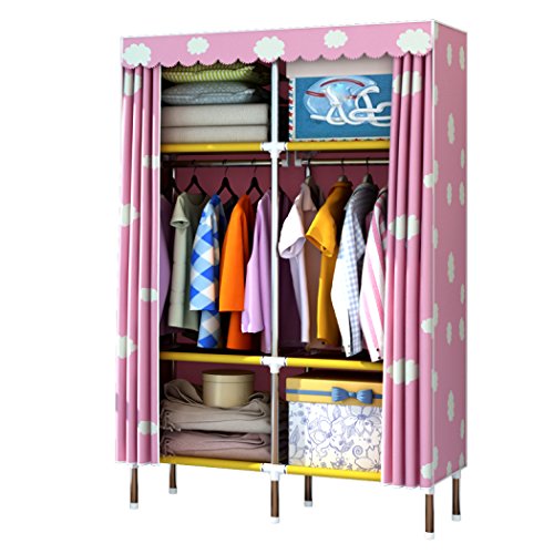 LyMei Organizzatore di stoccaggio Guardaroba Armadio in Tessuto in Acciaio Inox Pieghevole Piccolo Armadio Organizzatore di stoccaggio, 110 * 170 * 45 cm,A