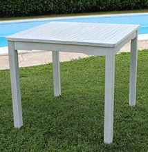 MilaniHome Tavolo Quadrato Fisso in Legno di Acacia 80 X 80 Bianco per Esterno Giardino Portico Ristorante Bar Hotel Albergo Agriturismo