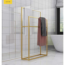 Wing Porta Asciugamani da Terra in Metallo, Porta Salviette Grande per Bagno, Cucina, Piantana da Bagno a 2 Bracci, Resistente, Robusto e Resistente alla ruggine,d'oro,65×20×110cm(L×W×H)