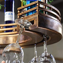Classico Parete industriale montato Loft metallo di bottiglia della catena Wine Rack Bar mensola in legno Base d'attaccatura del supporto di archiviazione Mensola contatore della tazza del vino Calice