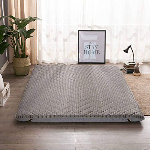 Bove Addensare Materasso Futon, Tappetino Traspirante Arrotolare Materasso Pieghevole Tradizionale Japanese Materasso da Terra Dormitorio Studentesco Ultra Morbido Topper-grigio-90x200cm(35x79inch)