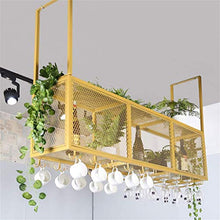 SBDLXY Grande portabottiglie da 47.2 ″, 59 ″ con Porta calici per Cucina, Sala da Pranzo, Bar o Cantina - Armadi per Vino con Decorazioni nordiche per soffitto a Parete - Telaio in Ferro Dorato