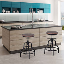 homcom Sgabello Stile Industriale in Legno di Pino e Metallo, Altezza Regolabile, Cucina/Bar/Ristorante, 40x40x52-68cm