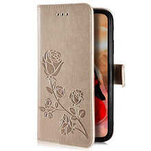 Robinsoni Cover Compatibile con Samsung Galaxy A6 Plus 2018 Case Scintillare Glitters Lucido Portafoglio Libro Custodia Retro 3D Rosa Stampato Pelle PU Libretto Cover Foglio Flip Magnetica Caso, Oro