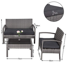 Deuba Set Mobili da Giardino Polyrattan Poltrone Panca tavolino Lounge Patio Salottino Esterno Grigio