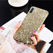 Saceebe Compatibile con Galaxy A70 Custodia Silicone TPU Paillettes Glitter Strass Silicone TPU Case PC Coperture [placcatura bordo] Bumper Case Ultra Sottile Antigraffio,oro&