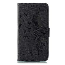 Robinsoni Custodia Compatibile con Xiaomi CC9E Case Portafoglio Cover Libro Case Piuma Stampato Pelle PU Antiurto Case Wallet Taccuino Cover Libretto Cartone Animato Case Folio Flip Cover Nero