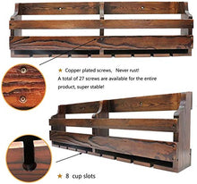 Hyzb Legno for Il Vino Rack, Bicchiere da Vino e Bottiglia di Vino Display Rack, Legno di Pino, Muro Mounte, 8 Bottiglia 8 Long STEM Supporto di Vetro (Charcoal Noce a Colori, 8 Bottiglia = 80 cm)