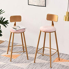 LWW Sgabelli, Sgabelli con Schienale per la cucina | Bar sgabelli alti Gold Metal | rosa Velvet Cuscino | Moderne sedie da pranzo | Altezza seduta 45/60/68/73/78 / 85cm,46x46x78cm,46x46x78cm