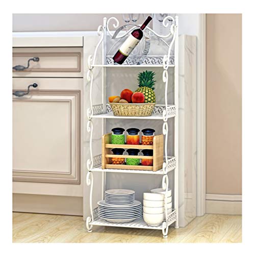 &ripiano di stoccaggio Scaffalature in Ferro battuto Cucina per la casa Bagno a 4 Strati Lavabo da Terra Scaffale Balconcino Ripiano per la conservazione di mobili Bianco Scaffale di Finitura