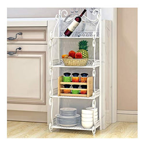 &ripiano di stoccaggio Scaffalature in Ferro battuto Cucina per la casa Bagno a 4 Strati Lavabo da Terra Scaffale Balconcino Ripiano per la conservazione di mobili Bianco Scaffale di Finitura