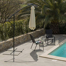 Ombrellone da Giardino Decentrato, Ombrellone Terrazzo, Balcone, Ombrellone Parasole Regolabile, Chiusura a Manovella con Base a Croce, Colore Beige 3 Metri x 2,47 Metri